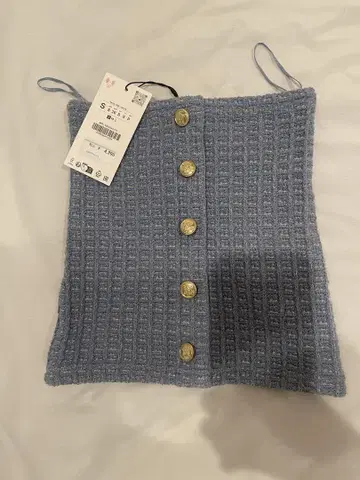ZARA 스카이블루 스트랩리스 베어 탑