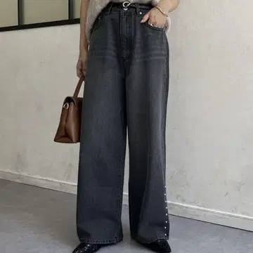 스터드 와이드 데님 Thevon 블랙