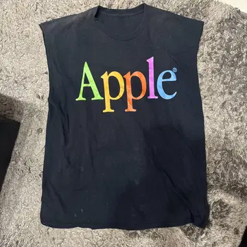 Apple 슬리브리스 상의 소매 커팅 XL 빈티지