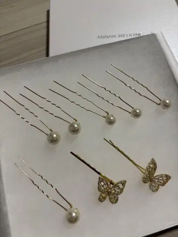 브라이덜 액세서리 펄 나비 모티브 핀
