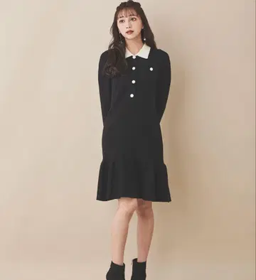 31 Sons de mode 컬러 블록 스커트 플레어 니트 원피스