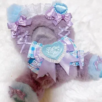 인형 옷 앉은 고양이 10cm 파페 코스튬 의상 보라색 퍼플 하늘색