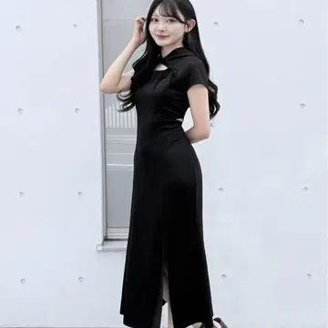 NOMAE 롱 후드 원피스 블랙