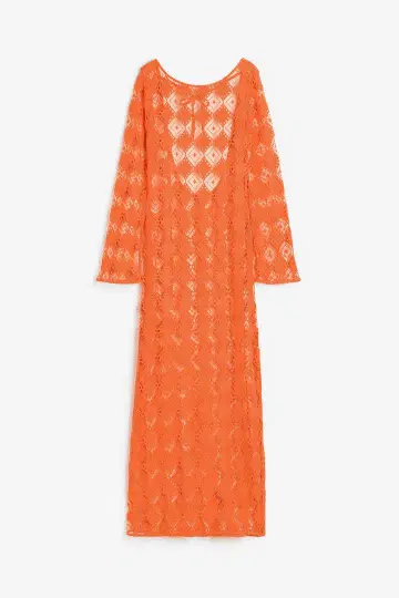 H&M 크로셰 스타일 드레스 메쉬 짜임 레이어드 니트 원피스 장소매
