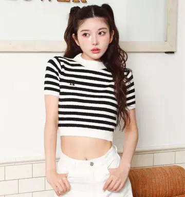 다리치 백 리본 파일 니트 톱