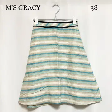 0197 M GRACY 미디 스커트 38 사이즈 보더 무늬