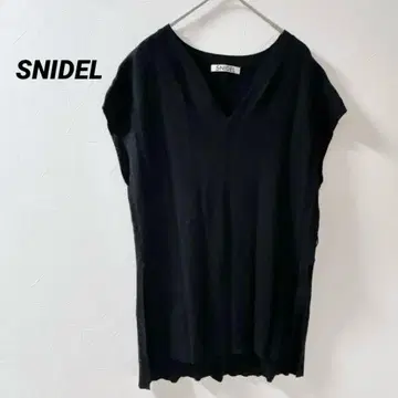 스나이델 블랙 리브 짜임 V넥 노스 튜닉 베스트 프리 사이즈