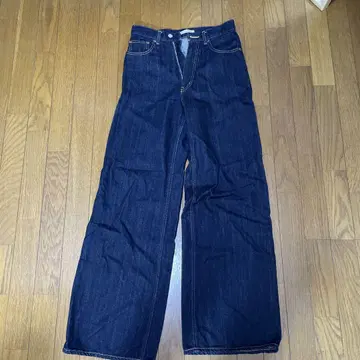 MOUSSY 와이드 레그 데님 다크 블루