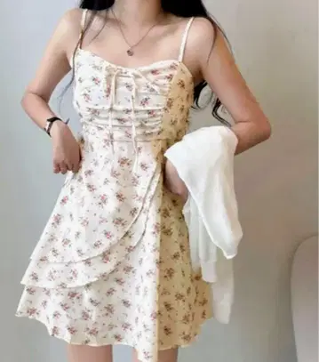 꽃무늬 노스 미니 원피스