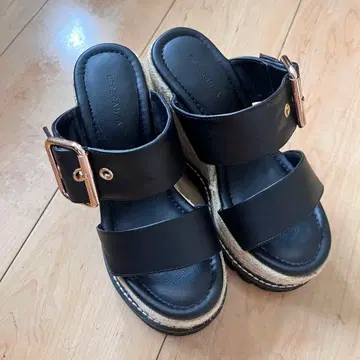 에스페란사 뮤 두꺼운 밑창 검정 웨지 솔 S 편안한 굽 R&E 힐