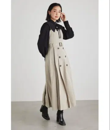 rienda 트렌치 디자인 캐미 원피스 베이지 S