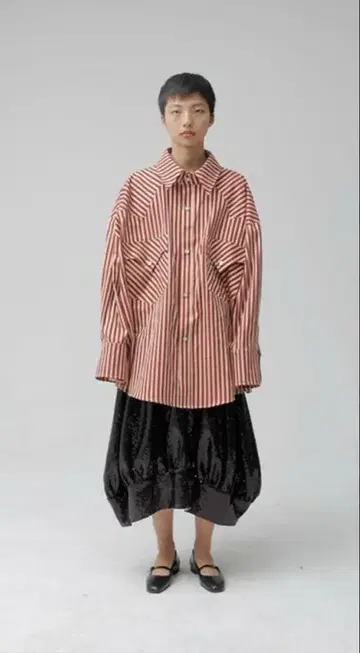 Vaquera 스트라이프 빅 셔츠 L