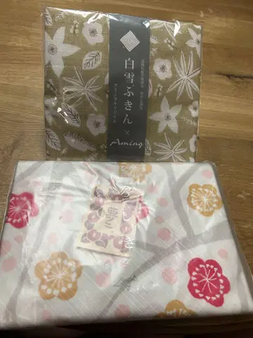 이사하바  가지 매화 베이지색 보자, 시라유키유젠 행주