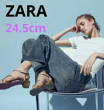 ZARA 스트랩 메탈릭 힐 샌들