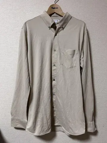 라코스테 슬림 핏 베이지 긴팔 버튼 다운 셔츠 LACOSTE