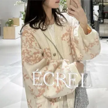 ECREL 에 플라워 비쥬 가디건 핑크
