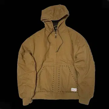 XLARGE 스터드 장식 후드 작업 재킷 브라운