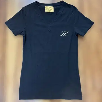 DRESSCAMP/V넥 라메 프린트 티셔츠 블랙 S