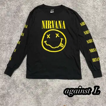 [ NIRVANA ] against 롱 슬리브 론T 스마일리 페이스 L