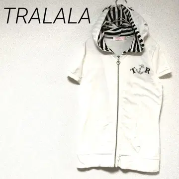 TRALALA 후드 부착 화이트 후드티 T R R 프리 척