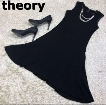 theory 저지 원피스 슬리브리스 플레어 A라인 블랙 2