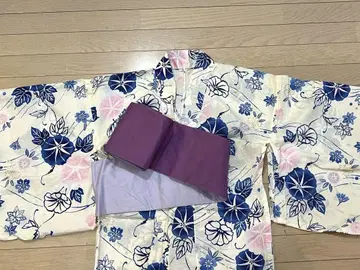 bonheur saisons 유카타 화이트 나팔꽃 벚꽃