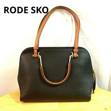 RODE SKO 블랙 합성 가죽 토트백 W 지퍼 폭 조절 가능
