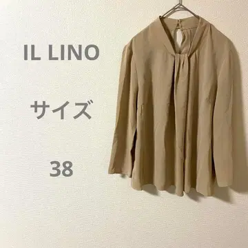 IL LINO 베이지 턱 긴팔 블라우스