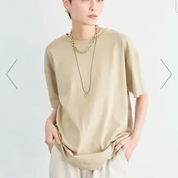 바니야드스톰 기자 코튼 티셔츠 베이지 M 사이즈