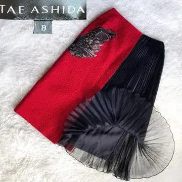 레어 미사용급 TAE ASHIDA 타에 아시다 플리츠 실크 스커트 M