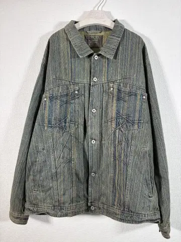 MARITHE FRANCOIS GIRBAUD 스트라이프 데님 자켓