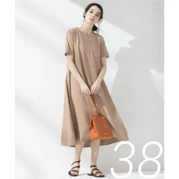 미품 23구 페루 코튼 플레어 원피스 38 베이지 A라인