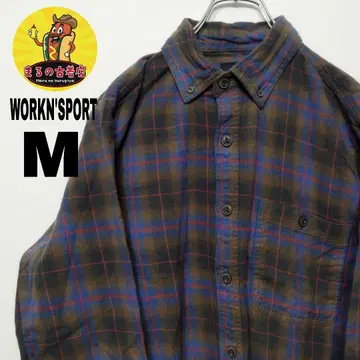 미국 중고 WORKNSPORT 네르 셔츠 M 사이즈 블루 브라운 온블레