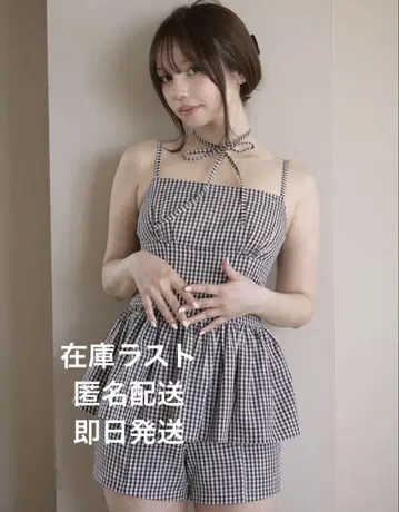 Gingham 체크 셋업 andmary black3
