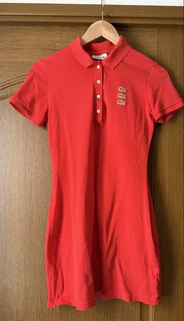 LACOSTE 빨간색 반팔 피케 셔츠