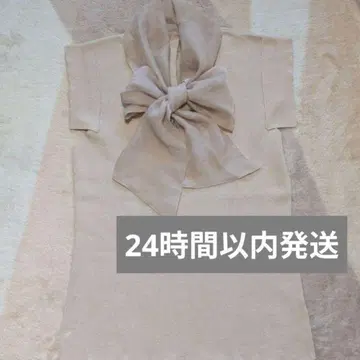 [ 24시간 이내 발송 ] MISTREASS 오간자 리본 슬리브리스 니트