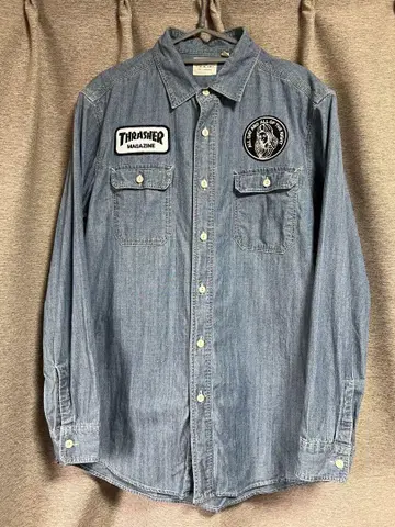 새상품급 UNIQLO 유니클로 THRASHER 와펜 긴팔 바지 셔츠 L