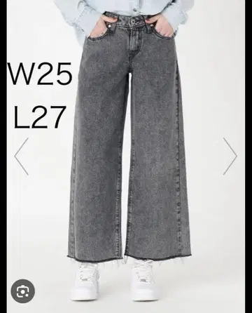 silver tab LOW BAGGY CROP W25 L27 그레이