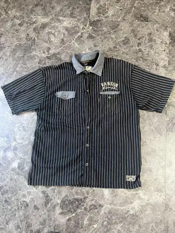 Vanson 블랙 스트라이프 반팔 셔츠 희귀 XL