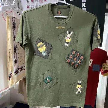 남성용 카네코 이사오 아플리케 반팔 티셔츠