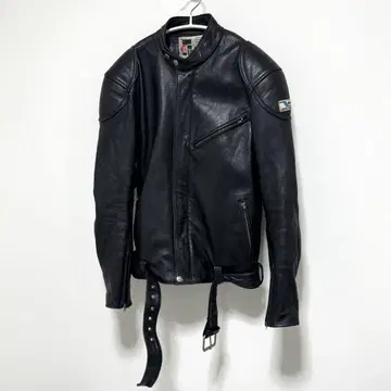 THE BIKE 천연 가죽 가죽 라이더 자켓 블랙 바이크 빈티지