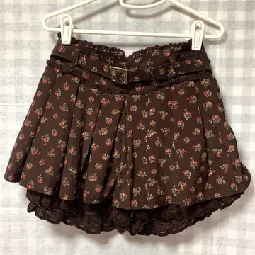 LIZLISA 희귀 브라운 꽃무늬 벨트 장식 큐롯