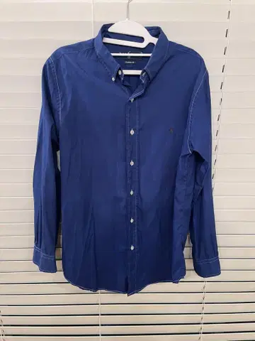 Ralph Lauren 네이비 블루 긴팔 셔츠 화이트 스티치
