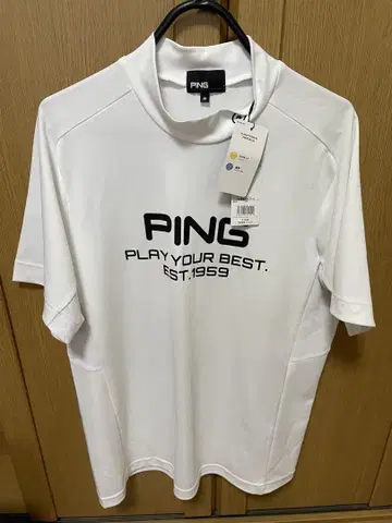 새상품 PING 모크넥 반팔 셔츠 화이트 M 사이즈