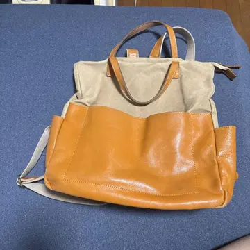 레스페르 크로스트 본가죽 일본제 백팩 오렌지 베이지