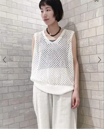 갤러리 비 오픈워크 린넨 V넥 베스트