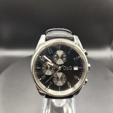 D&G 크로노그래프 블랙 가죽 손목시계