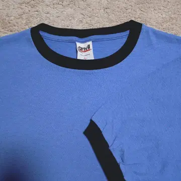 파랑 미사용 데드 90년대 00년대 anvil 링거 티셔츠 무지 블랭크