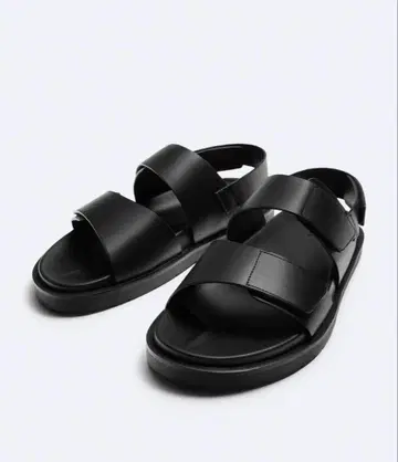 미품 ZARA 가죽 더블 스트랩 샌들 42 27cm