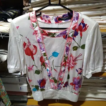 여성용 레오나르 꽃무늬 셔츠 블라우스